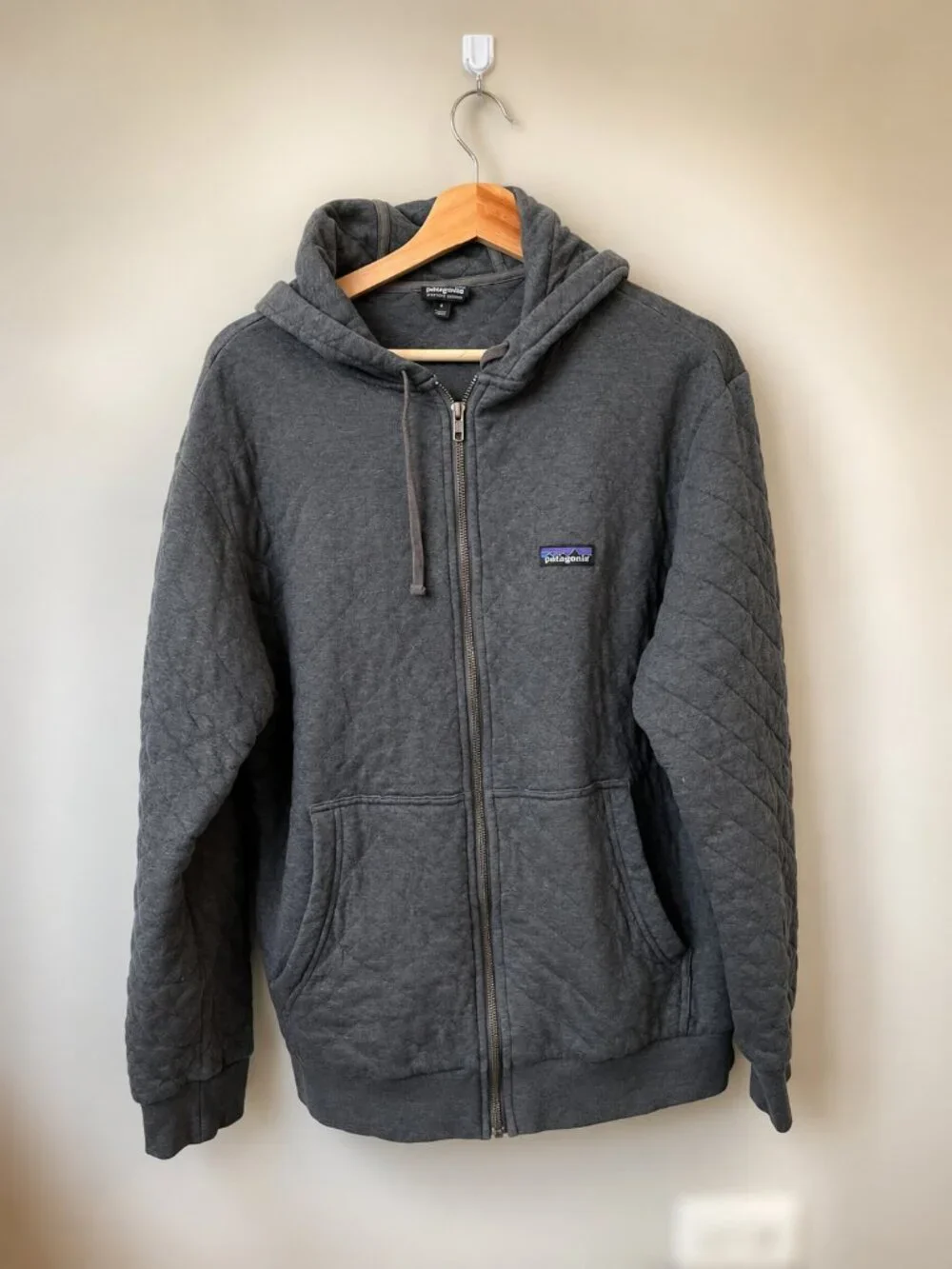 Patagonia Cotton Quilt Hoody Gray Men's M Full Zip Organic Cotton SP19